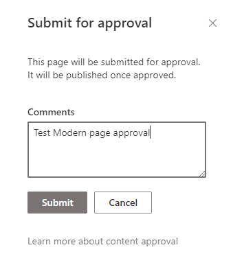 fredyano's tweet photo. Hi, @rimazima.
Trying out the #SharePoint Content approval feature for Modern pages in GCC. Do Site Owners or Approvers get an email notification when an author submits for approval below? Thanks. 

https://t.co/V45ITdY4jE

https://t.co/muCwVzaotO https://t.co/4FcCHqEyBG