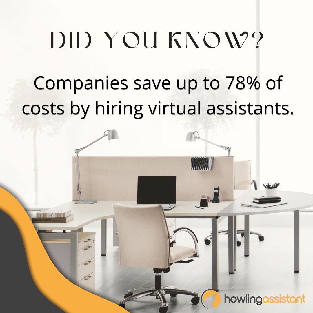 HowlinAssistant's tweet image. If you hire an on-site, full-time assistant, you need to consider hidden costs, such as a desk, computer, employee benefits, etc. By contrast, should you decide to take on a virtual assistant, you will evade these costs and end up saving 78% of the company&apos;s costs per year, wh...