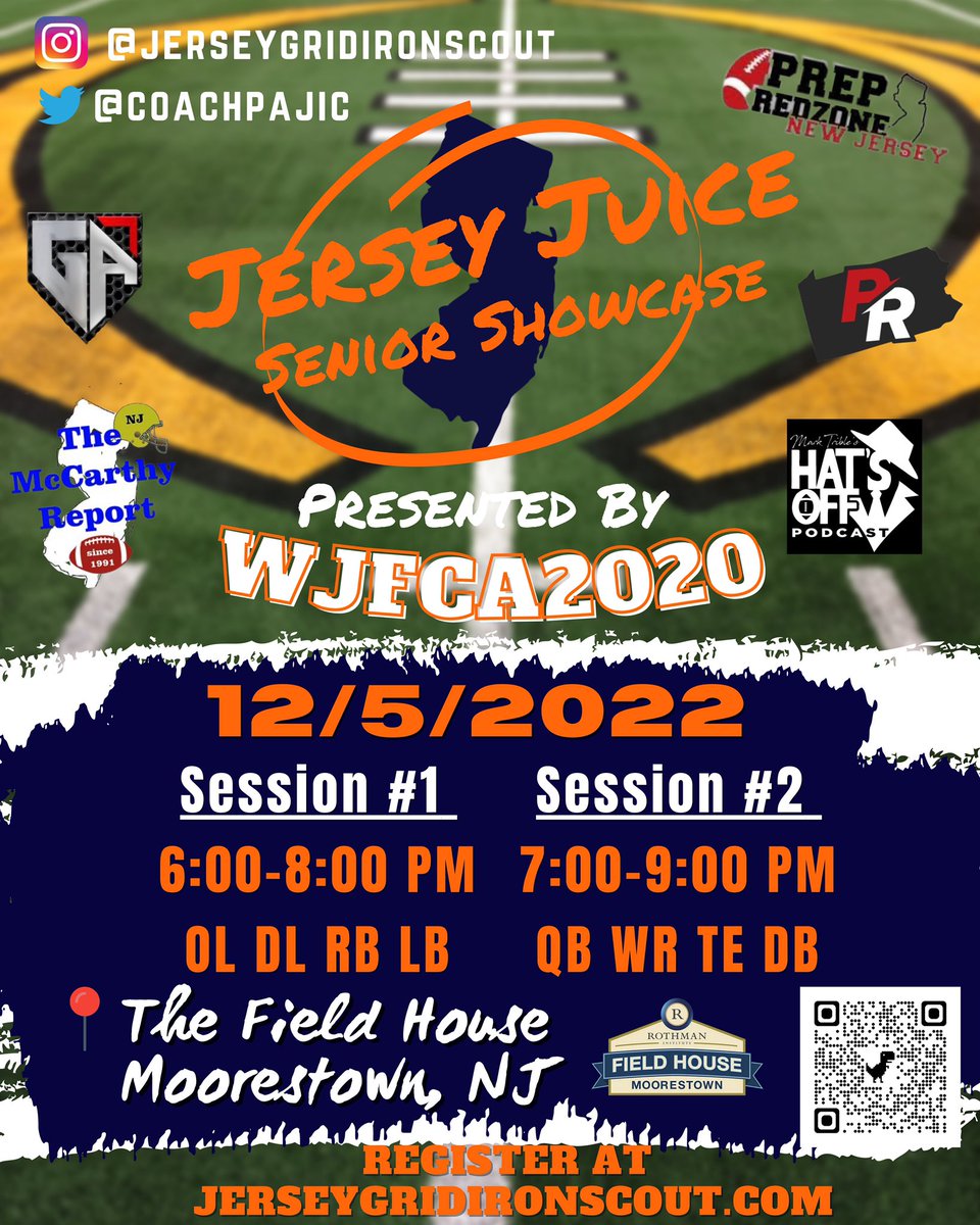 CoachTomPajic's tweet photo. 💥Welcome #D2 #PSAC Scholarship School @SHU_FBALL to Jersey Juice SENIOR Showcase @FieldHouseMtown ‼️
HFC @CoachDay_ STC/RC/DB @CoachDC22 in the HOUSE‼️
https://t.co/lk7yorErhb
#BIGstage 🔸🔹🔸
#InPersonEvaluations
#MAJORexposure 🎯
✅ BIGGEST Recruiting Showcase in REGION‼️ https://t.co/kScWFcl8HU