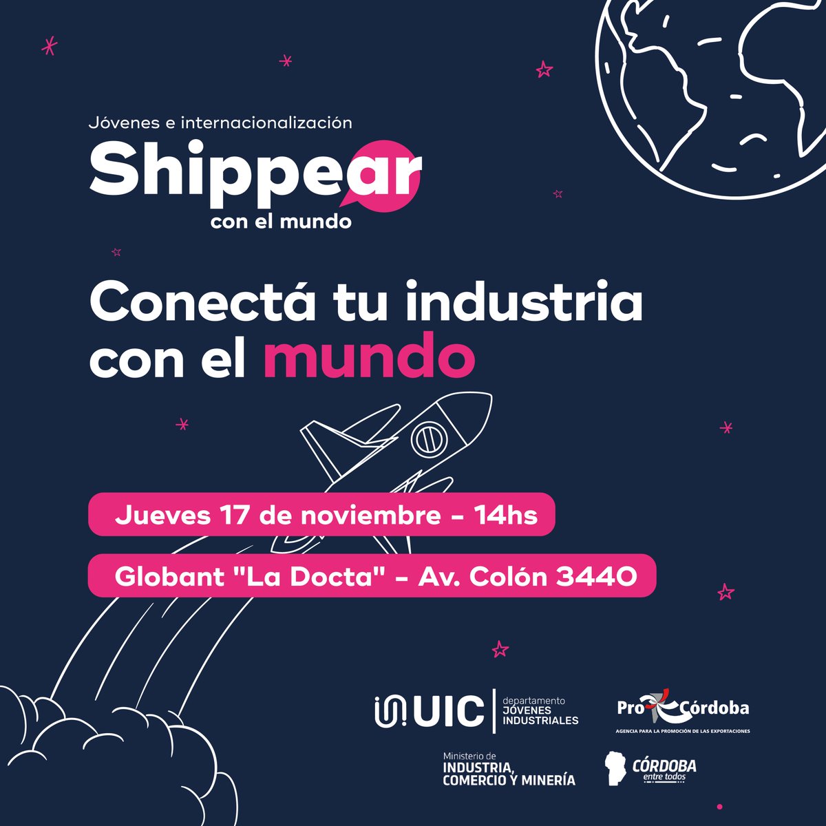 AgenciaProCba's tweet photo. Jóvenes e Internacionalización 🌎 #Shippear con el Mundo ➡️ Si sos joven empresario/a de alguna industria cordobesa, en el siguiente enlace encontrarás toda la info e inscripciones 👇
https://t.co/wkKU5jelBZ
💪 Organizado junto con el Dpto. de Jóvenes Industriales de la @UICba. https://t.co/auRqILBHl9
