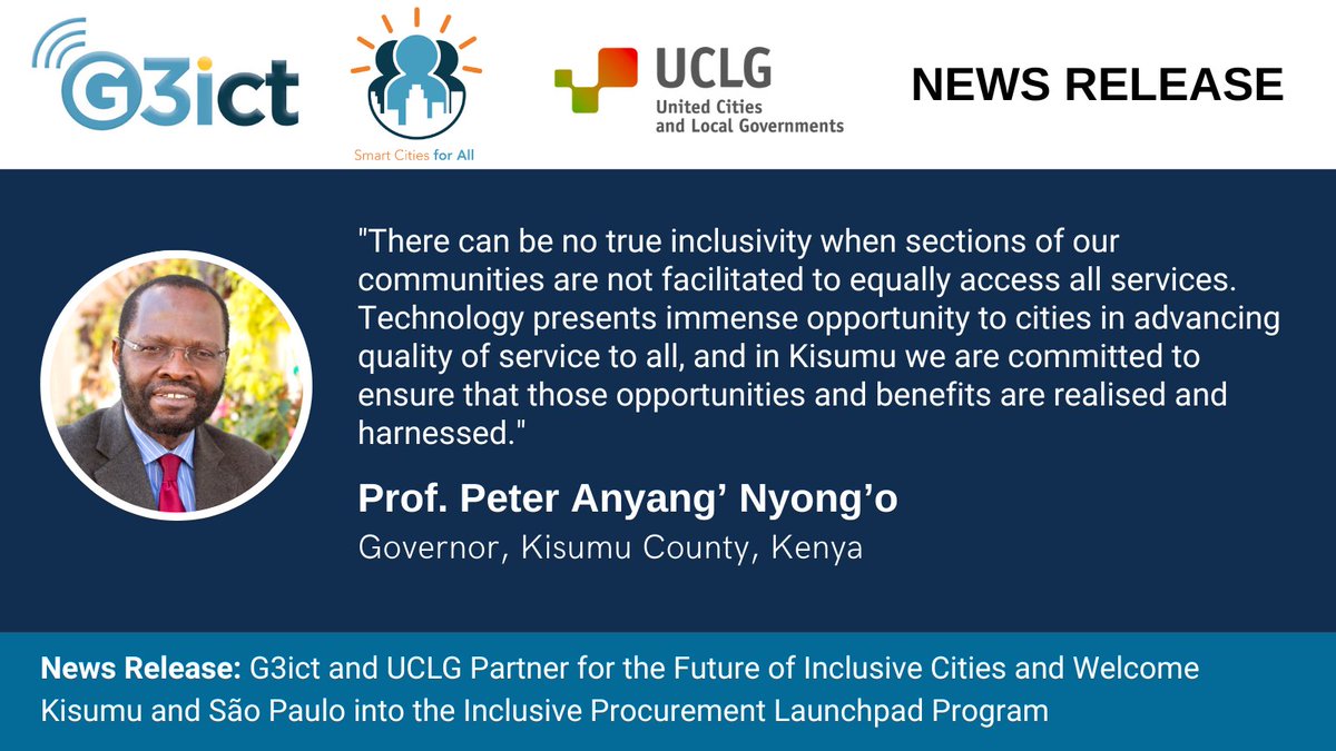 Technology presents an opportunity to cities in advancing quality of service to all, and in Kisumu we are committed to ensuring that those opportunities are realized, says Prof. Peter Anyang’ Nyong’o, Governor @KisumuCountyKE as they join the Inclusive Procurement Launchpad Prog