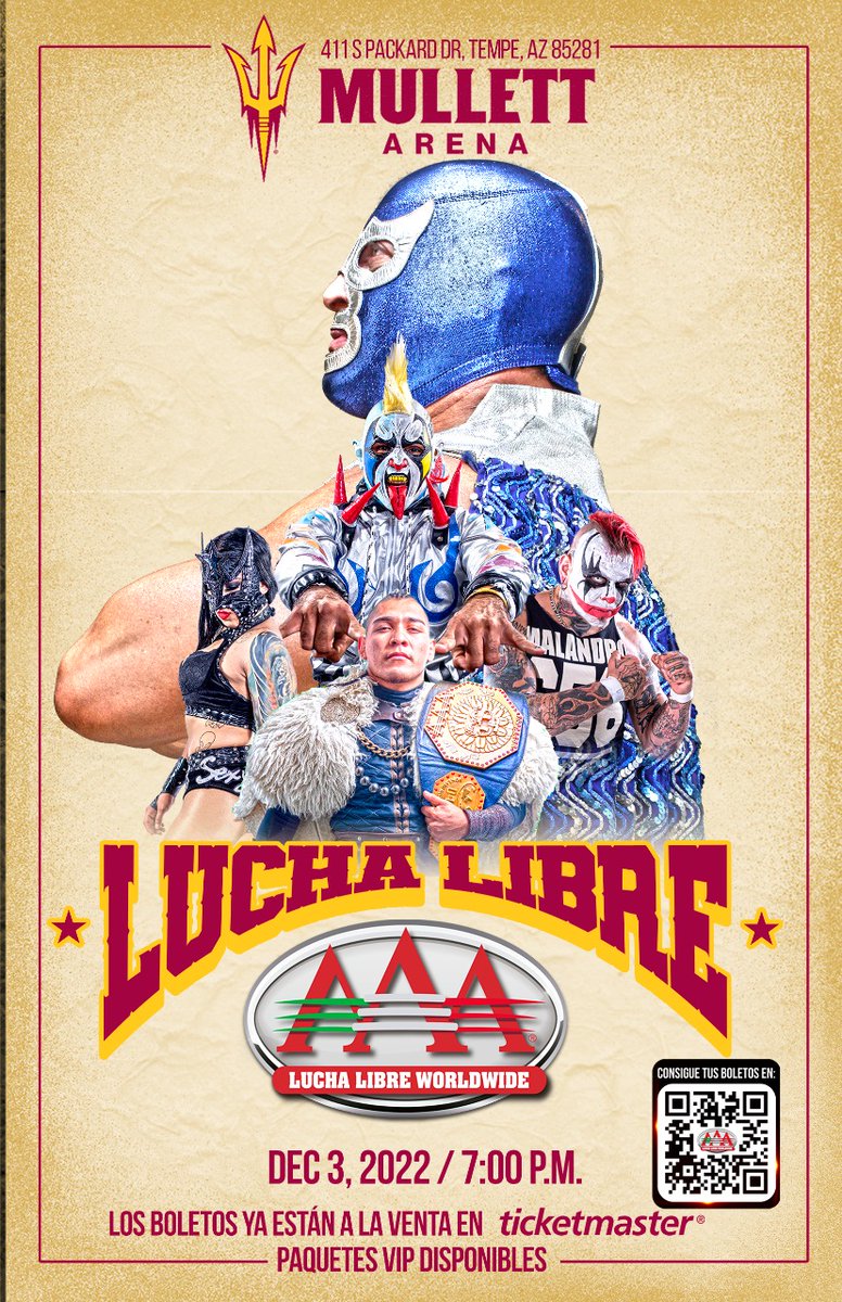 luchalibreaaa's tweet photo. Grandes luchadores te esperan en un evento de IMPACTO en Arizona. 🔝 
¡No te quedes sin tus boletos! 😉

🗓️ 03 de diciembre | 📍 MULLET ARENA.

🎟️ Boletos en: https://t.co/7IVSm13CNT

#30AniversarioAAA https://t.co/xqs4du1mqD