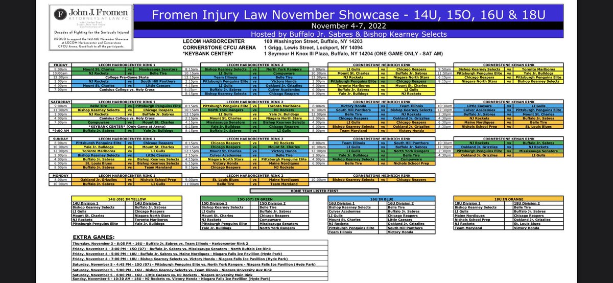 Buffalo Jr. Sabres on Twitter "We’re psyched to host this weekend’s Fromen Injury Law Showcase