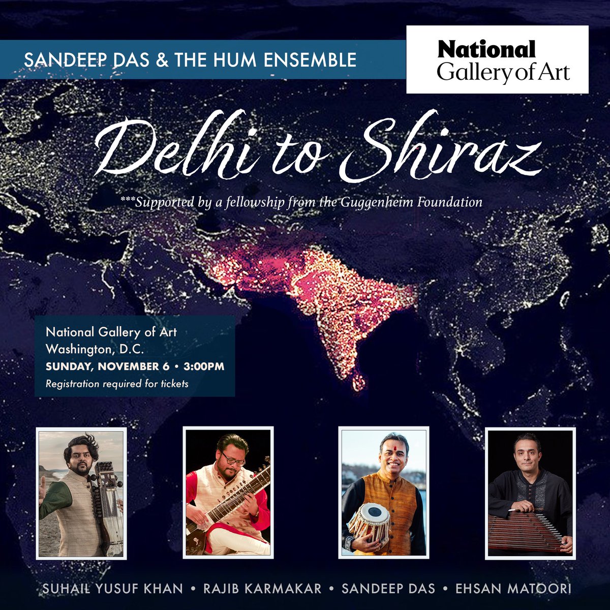 santript's tweet image. The HUM Ensemble will be performing "Delhi to Shiraz" this Sunday at @ngadc in Washington, D.C. Delhi to Shiraz was supported by a fellowship from @GuggFellows Tickets are free and available on the NGA's website: nga.gov/calendar/conce…