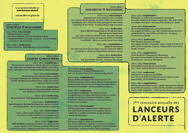 Lanceursalertes's tweet photo. Une seule fois par an il est possible de rencontrer et d'échanger avec les #lanceursalerte sur de nombreux thèmes C'est la rencontre annuelle des lanceurs d'alerte les 11/12/13 novembre à @MSHParisNord ENTREE LIBRE ET GRATUITE / RESTAURATION BIO SUR PLACE
https://t.co/OCvFVVWqnf https://t.co/sXFpWUIsRG