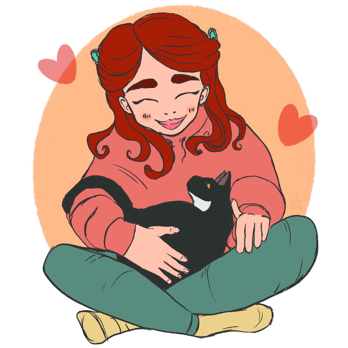 Day 31 of #calmtober
Friend 🥰
Just me and my cat Luna, she's been sitting on me a lot more so it's adorable and cosy.
#alicecheethamart #meowkitty17art #catfriend #digitalart #procreateart #redhair #cozyart #Samhain #CatsOfTwitter #softtones #cuteart #inktober2022