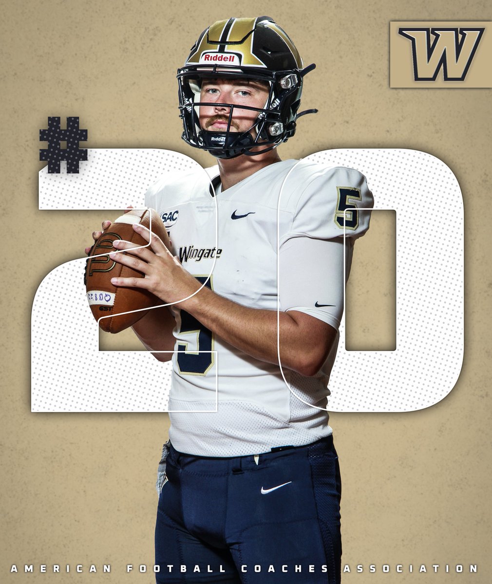 Welcome to the Top 25 <a href="/WingateFb/">Wingate Bulldogs Football</a> !!

Winners of 5 straight, the 8-1 Bulldogs crack the <a href="/WeAreAFCA/">AFCA</a> top 25 for the first time this season, checking in at #20!

'Dogs host Newberry Saturday for the division title!

#OneDog