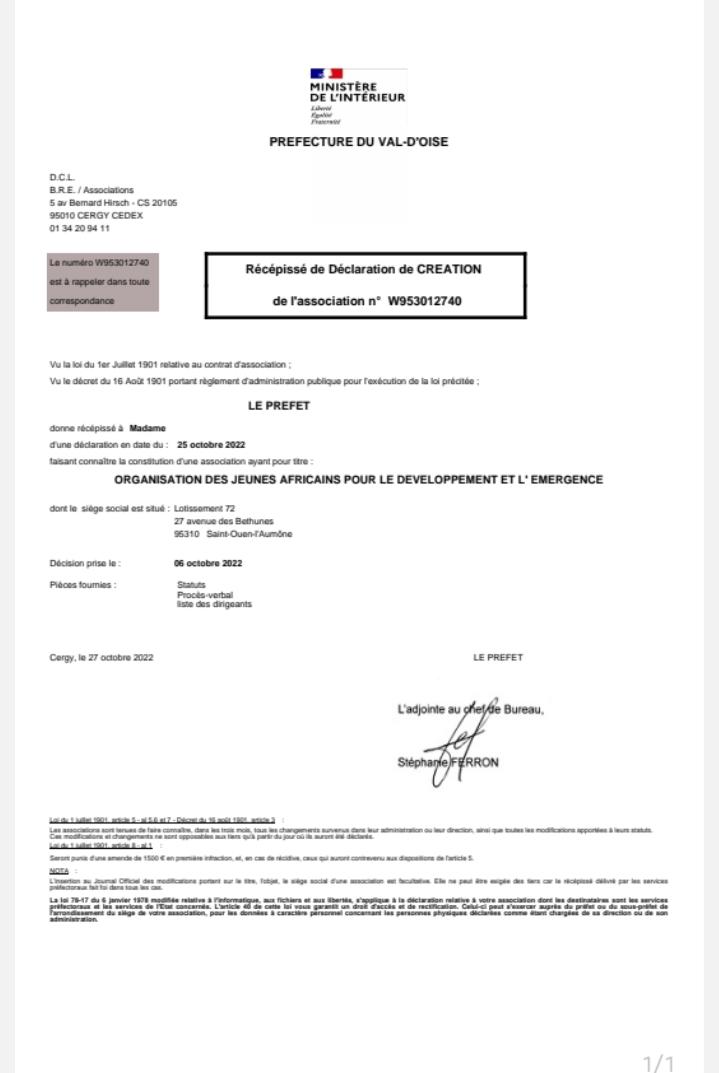 Félicitations à OJADE France 🇫🇷 pour leur reconnaissance officielle. 

Désormais nous agissons en France.