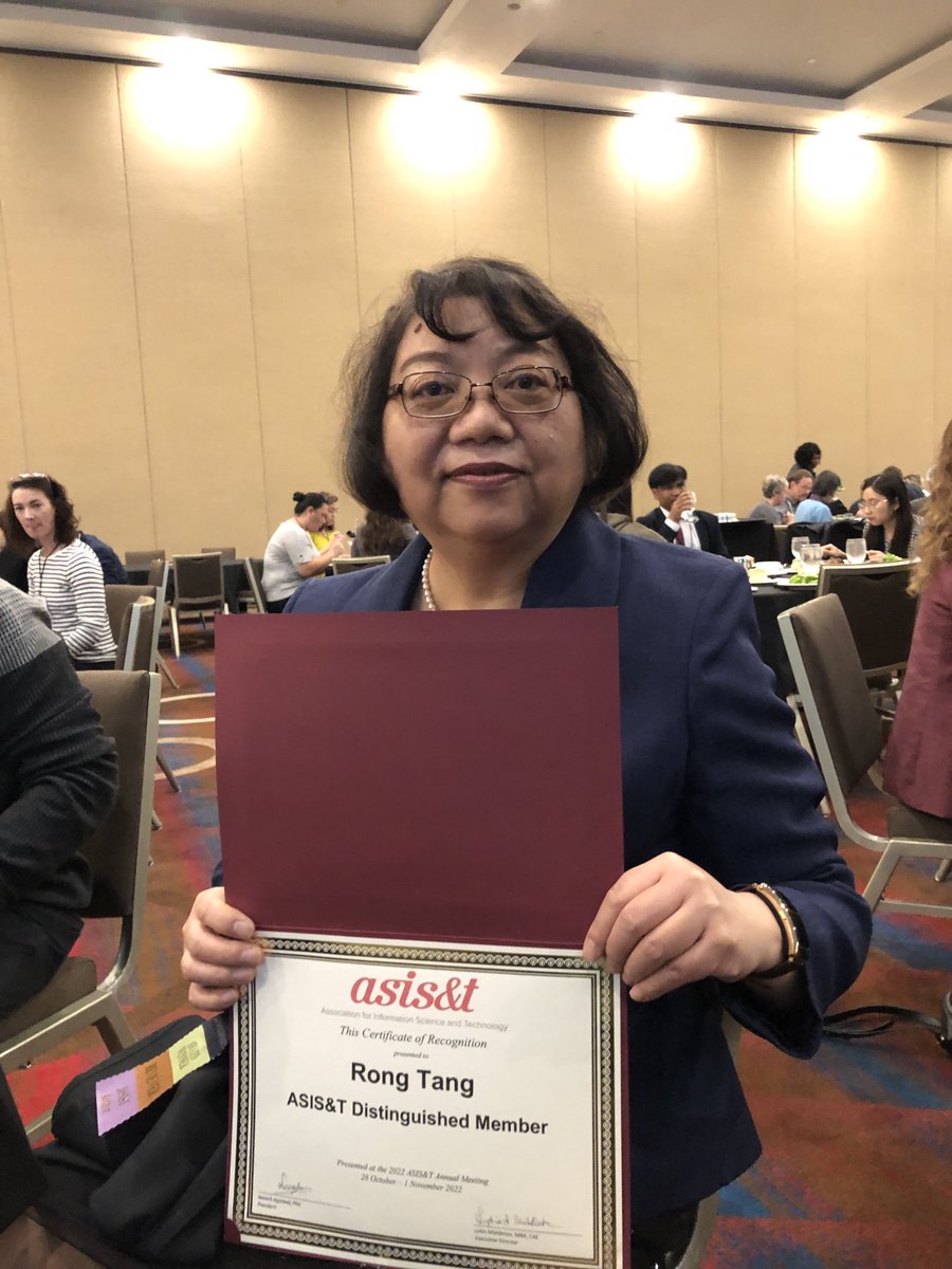 Rong Tang (@tangr) on Twitter photo Getting award as distinguished ASIST member <a href="/asist_org/">ASIS&T</a> award luncheon <a href="/asist_org/">ASIS&T</a> <a href="/SimmonsSLIS/">SimmonsSLIS</a> <a href="/SimmonsASIST/">ASIS&T Simmons</a> #ASIST2022 Getting award as distinguished ASIST member <a href="/asist_org/">ASIS&T</a> award luncheon <a href="/asist_org/">ASIS&T</a> <a href="/SimmonsSLIS/">SimmonsSLIS</a> <a href="/SimmonsASIST/">ASIS&T Simmons</a> #ASIST2022