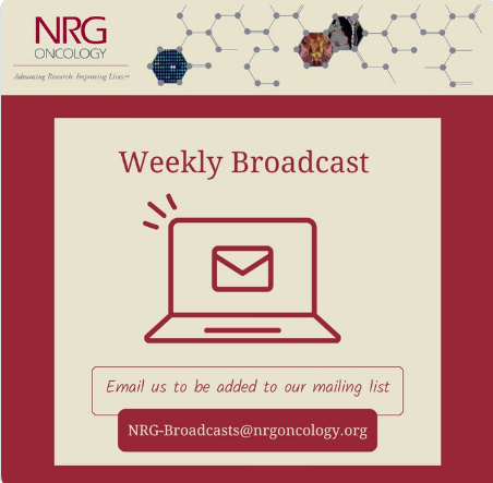 NRG Oncology Weekly Broadcast for October 31, 2022: ow.ly/7lK850LpTjM