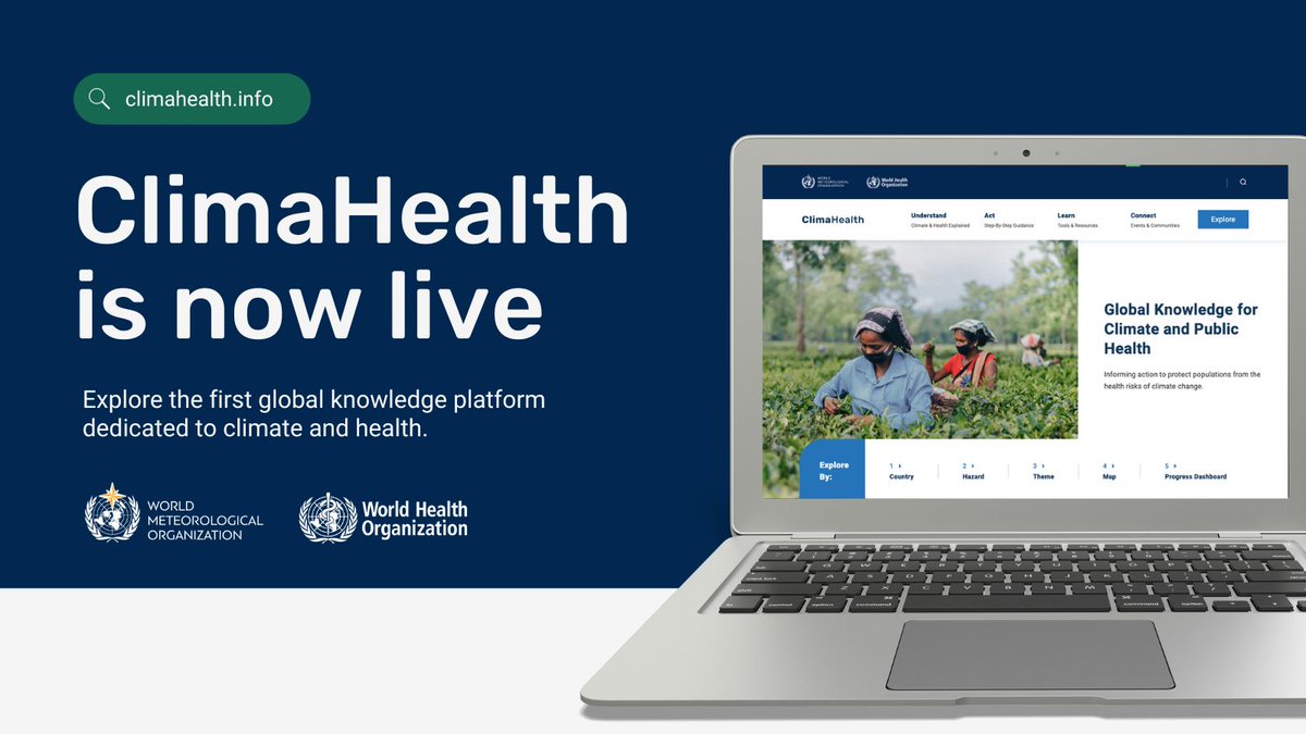 We're live! @WMO and @WHO have just launched @ClimaHealth - a global knowledge platform for climate and public health. Check it out at climahealth.info and follow @climahealth for updates.