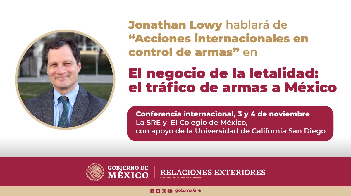 📌 No te pierdas la conferencia internacional «El negocio de la letalidad: el tráfico de armas a México», desde @elcolmex. 🗓️ 3 y 4 de noviembre ✅ Programa completo: bit.ly/3U4AHMR #NoMásTráficoDeArmas