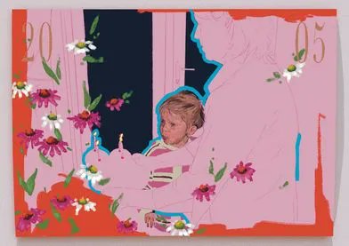 'Me &amp; You' by  Isobel Brigham  / @isobel_brigham 
⠀
Gouache and digital painter who created tender portraits nostalgic of childhood and life in the early 2000’s. 

See in the #art season at LCB Depot, Mon-Fri 9-5pm until November 20th  Find out more via linktr.ee/lcbdepot