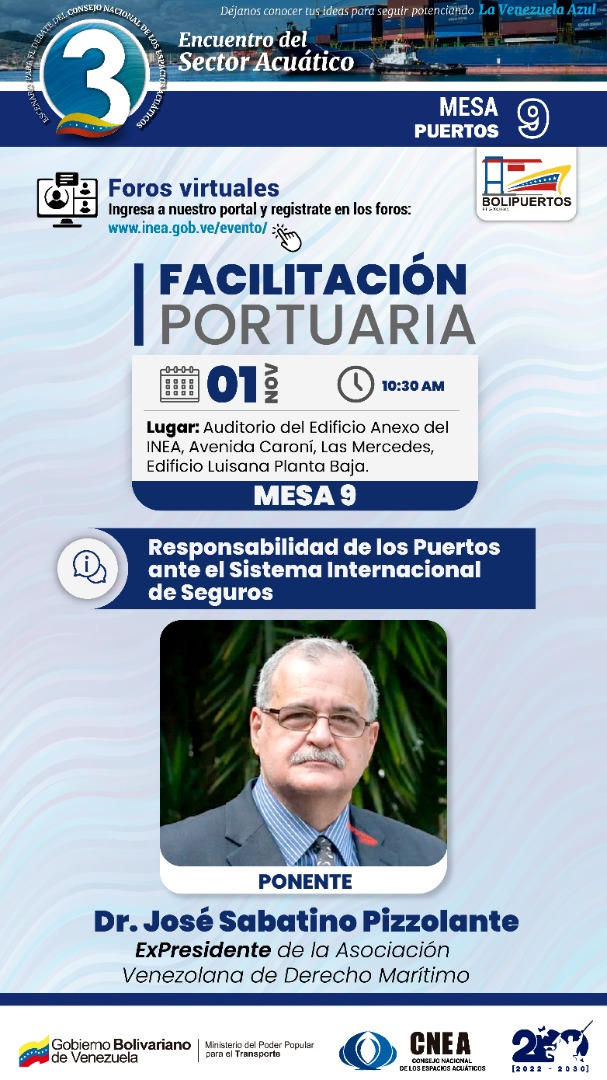 ▶️💻En el marco del #3erEncuentroSectorAcuático, como parte de las actividades programadas por la Mesa 9 (Puertos) se estará llevando a cabo este interesante Foro Virtual.

📢 Invitamos a tod@s a la activa participación en esta interesante actividad de corte profesional
#31Oct