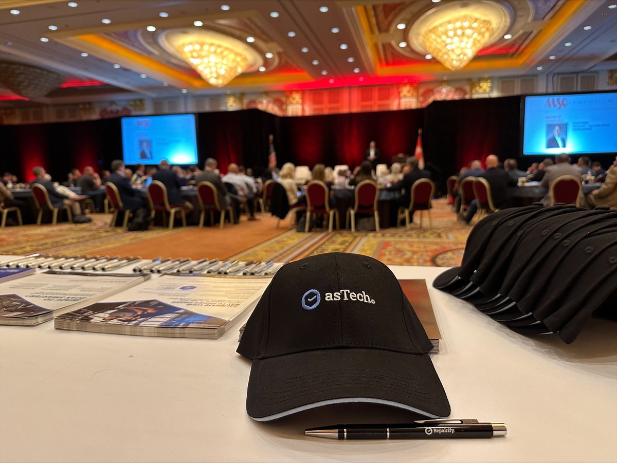 The #MSOSymposium for 2022 is underway! Who likes swag? Swing by our table for info on asTech's solutions ... and maybe a hat and pen. #nicehat #sema2022 #MSO #collisionrepair #automotive - Driven by @Repairify_Inc