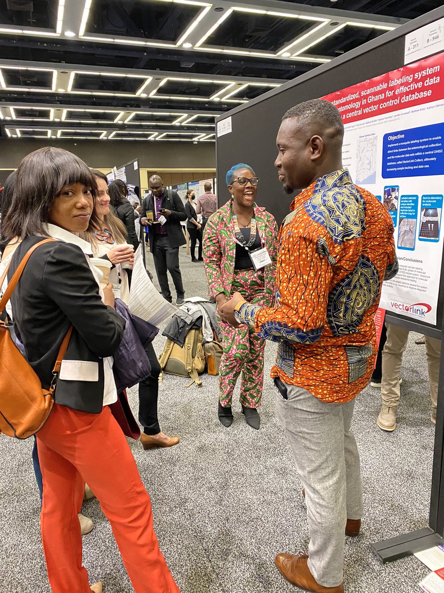 PMI_Evolve's tweet photo. The @ASTMH poster session starts at 11am, but visiting is well underway! Come join our @abtassociates colleagues from #Ghana at poster 311 as they talk about integration of #ento #data into a central #DHIS2 database. @PMIgov https://t.co/RECiIwQDEZ