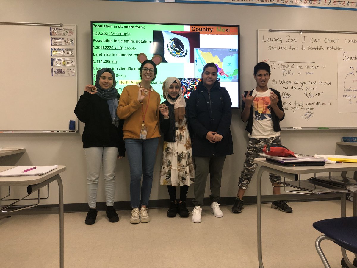 Ms_Arbelaez's tweet photo. Today students presented facts on a country of their choice in standard form and scientific notation. We even got a Mexican treat to go with the presentation on Mexico 😀 https://t.co/9Xo8aOZ70T