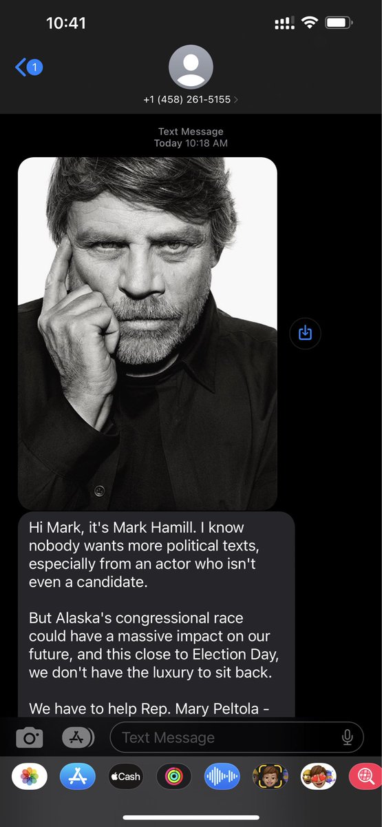 HalibutElec's tweet photo. @MarkHamill did you approve this, or are these TXTs complete bullshit? Im not judging you if you did, it’s a good cause (if annoying to me.) Just trying to gauge how scammy these TXTs are. https://t.co/KsylAmOMOj