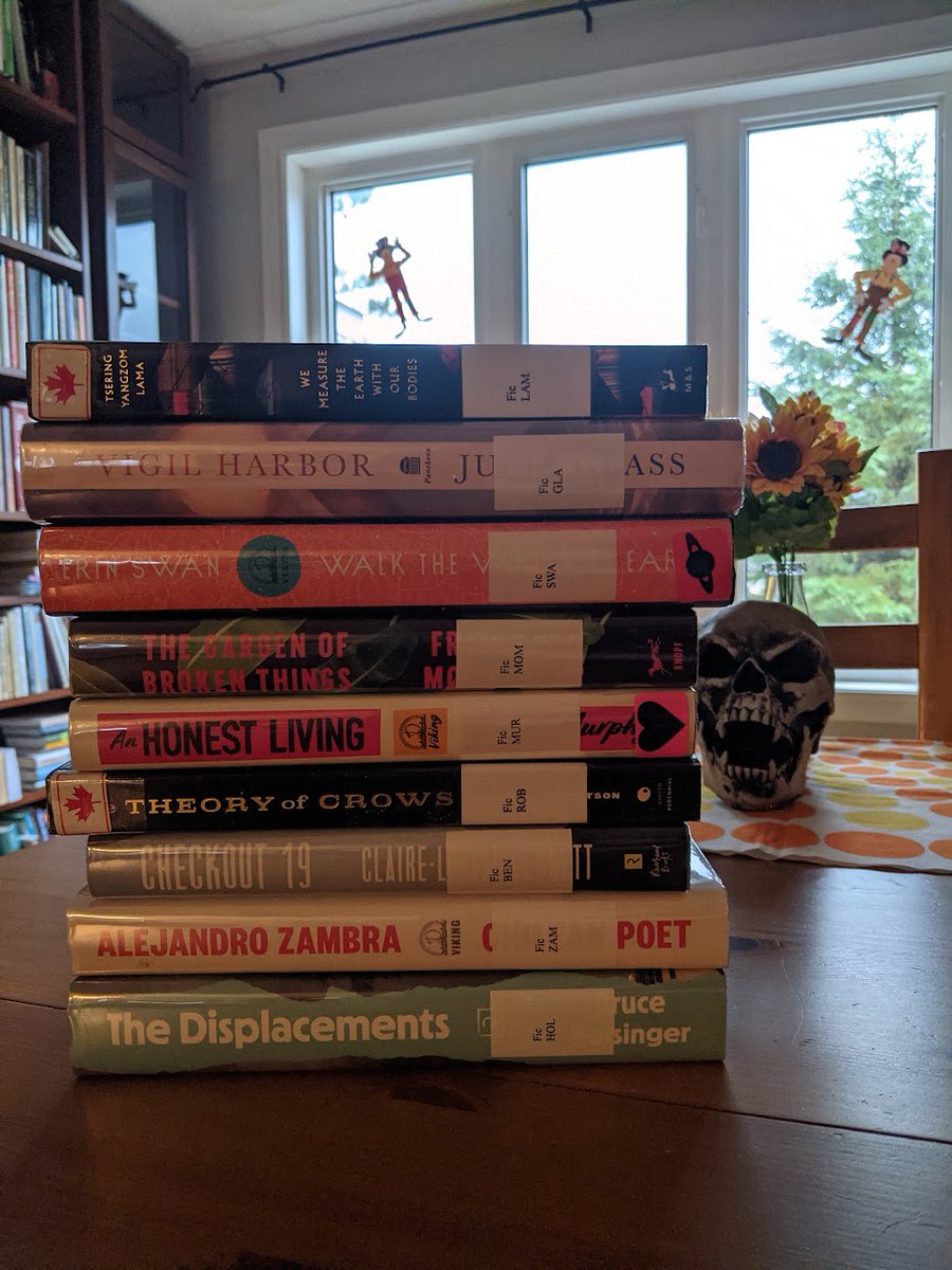 buriedinprint's tweet photo. A particularly delicious stack of new #books and timely #reading just now. Feeling very fortunate (and expecting some of them to be disruptive in all the right kinds of ways) with all these reasons to #LoveYourLibrary @GSPLibrary @torontolibrary https://t.co/cJ7CvcG9pf