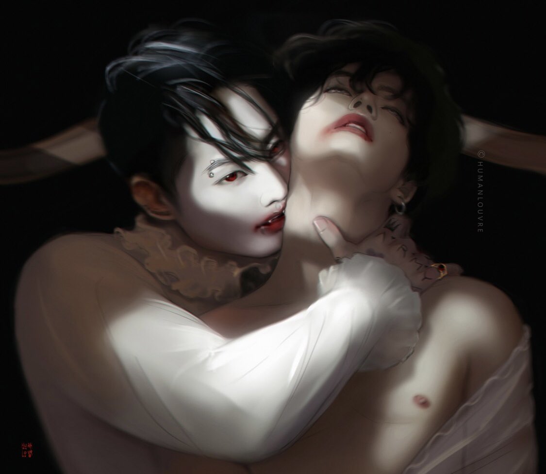 cocoadulce9795's tweet photo. Happy Halloween 🎃👻🧟‍♂️🧛🏻‍♂️ #Taehyung #Taekook #Jungkook #Kookv #Arte #Vkook #Fanarts #Kooktae art by #humanlouvre https://t.co/hqijrVkXr9