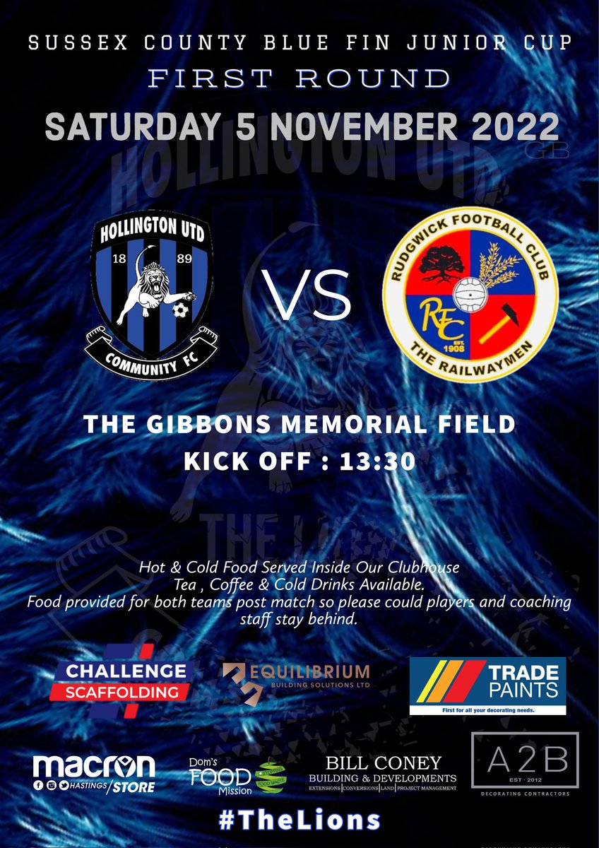 Remember remember the 5th of  November !🎇🎆
This weekend we are back in  Cup action.
We welcome <a href="/Rudgwick_FC/">Rudgwick Football Club</a> Reserves to The Gibbons
Where we entertain in the first round of The Blue Fin County Cup

We hope to see alot of local support and get behind The Lions.

#TheLions 🦁⚽️