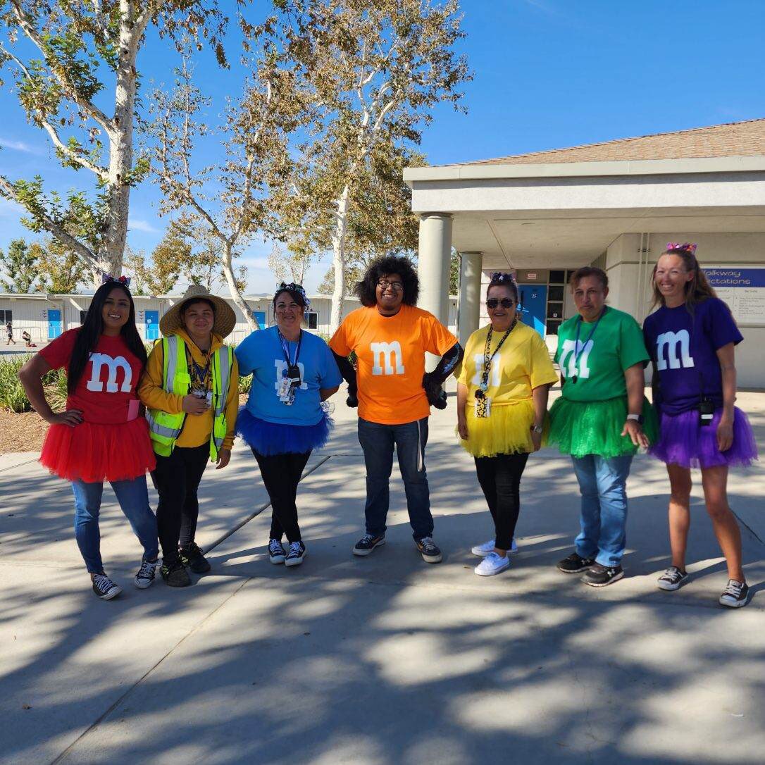 HarvestHawks's tweet photo. 📣 Shout Out📣 to our Campus Supervisor team (“Noon Duties”) for dressing up today to help make the day special for our students!  M&amp;Ms! 🎉 🍬 https://t.co/QTJ4Ni7K7q