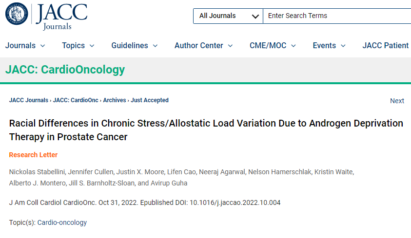 avirupguha's tweet photo. Simultaneous Publication alert at #AHA22: Racial Differences in Chronic Stress/Allostatic Load Variation Due to Androgen Deprivation Therapy in Prostate Cancer. Work done by super⋆ @nickolastab. Plz come to our poster on 11/7 to learn more. https://t.co/xJ3ZR23W1Q Take home 👇 https://t.co/EuP6ZnCXgu