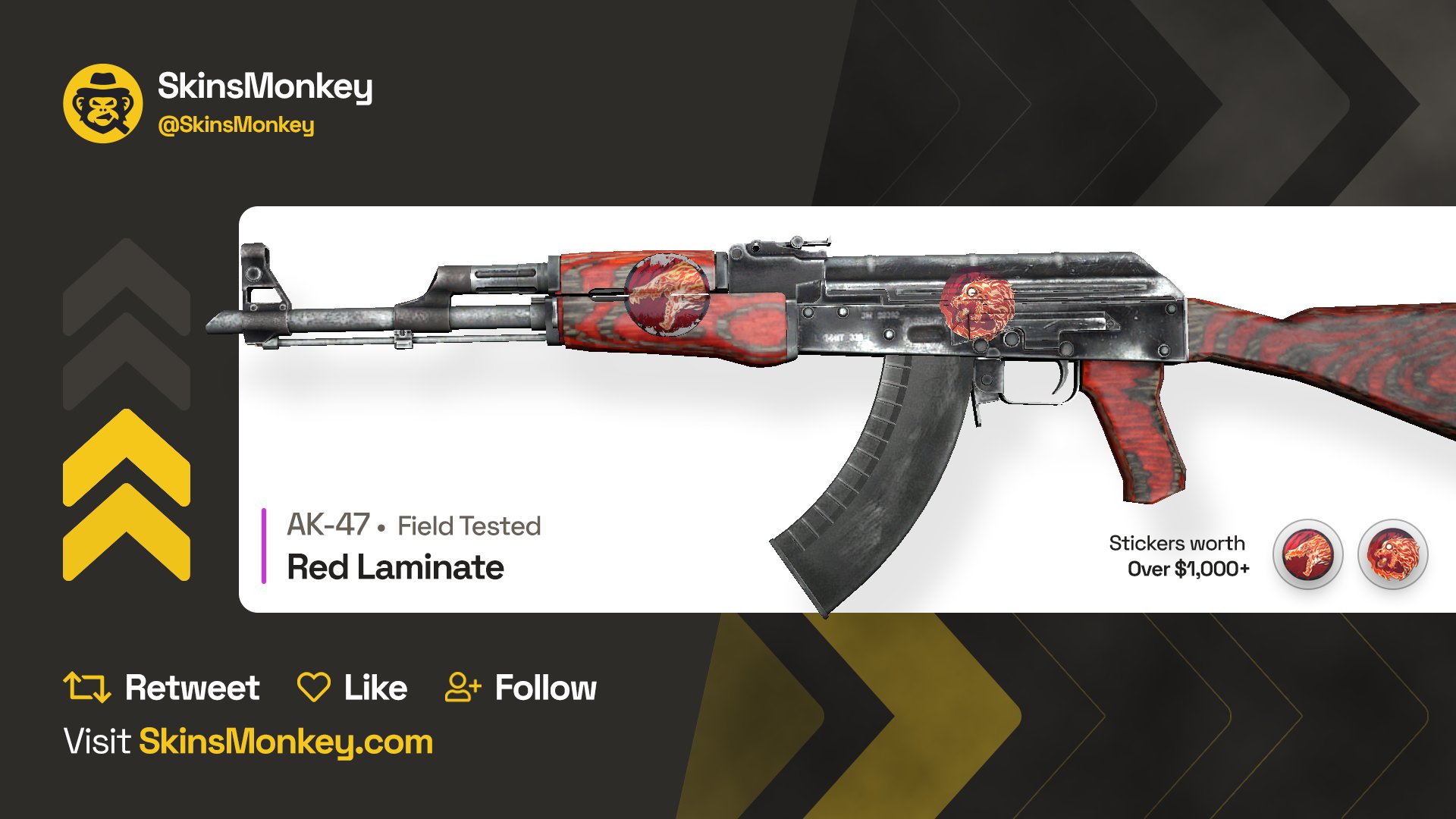 AK-47, Red Laminate + Red Stickers