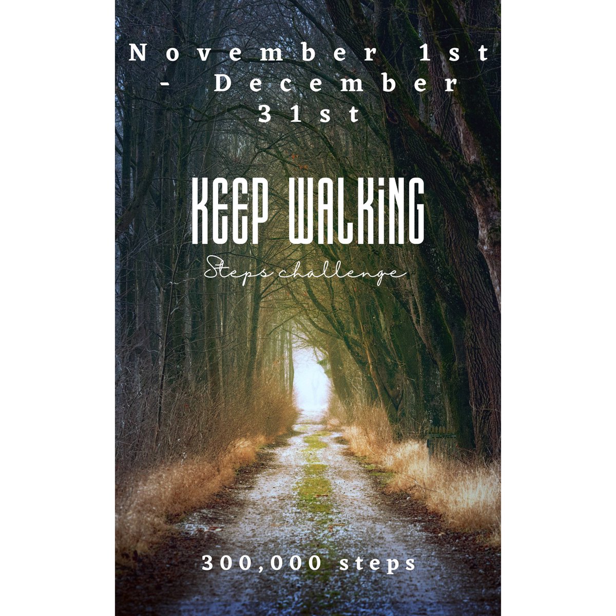 Decided to set myself a challenge to get moving this winter. Been terrible this year for exercising. So hoping to start next year with a head start. 
Starting tomorrow (November 1st) until New Year I am aiming to walk 300,000 steps. 
Be ready for photos of walks 😝
🥾🌲🍂