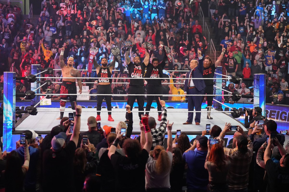 WWERomanReigns's tweet photo. Last time I was in Dallas I smashed Brock Lesnar to become the Undisputed GOAT of WWE.  

Tonight is the last #WWERaw before I embarrass @loganpaul at #WWECrownJewel this Saturday.   
Tune in, and acknowledge your Tribal Chief. ☝🏽 
@HeymanHustle @WWEUsos @WWESoloSikoa @SamiZayn https://t.co/5L1NSH9lK0