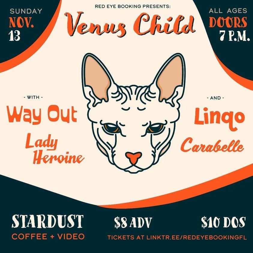 LinqoMusic's tweet photo. Got a new show coming up Nov 13 at Stardust with some awesome bands! Come out and see us kill it with Venus Child, Way Out, @LadyHeroineOrl and @Carrabelle_Band! https://t.co/fRmNFAfGvG
