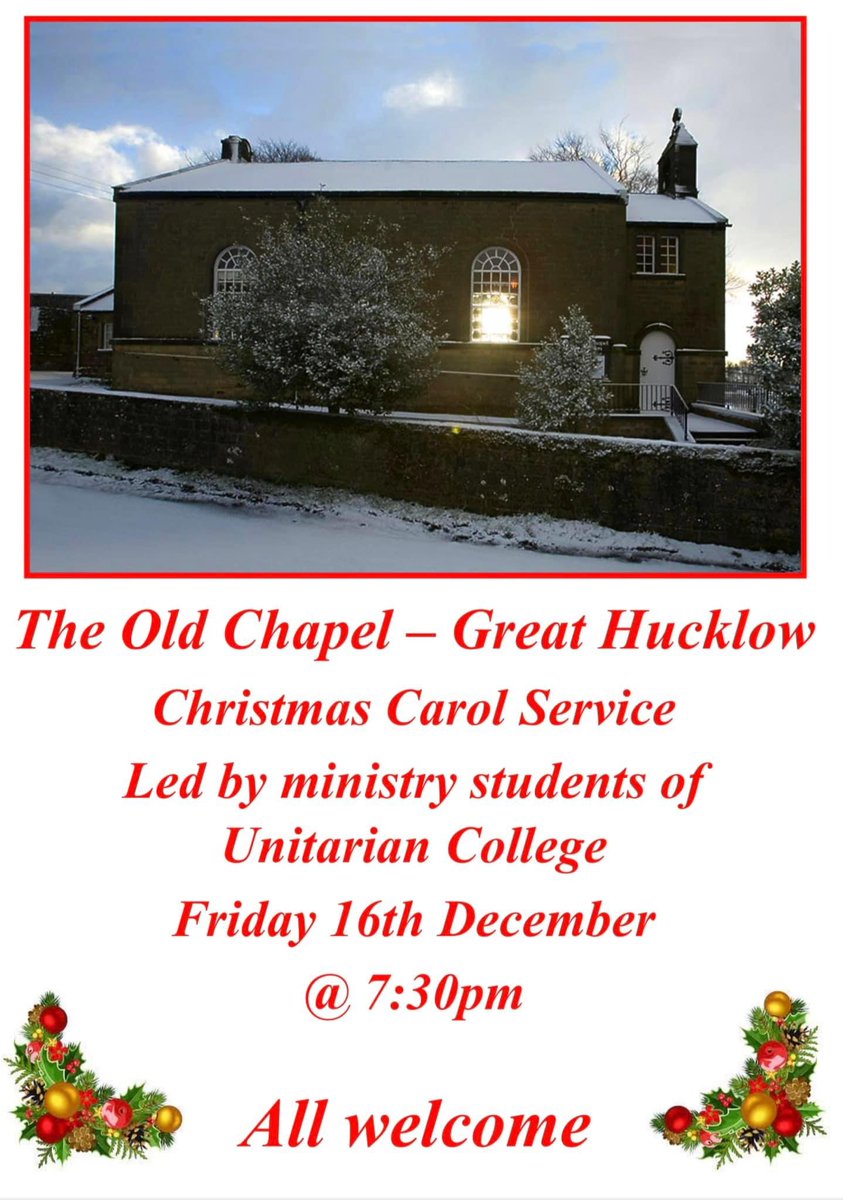 GreatHucklowUC's tweet photo. Our Christmas Carol Service Friday 16th December 7.30pm @UKUnitarians @GreatHucklowSch @edfordham @EyamMuseum @EyamVillageUK https://t.co/EuMkBZrrO1