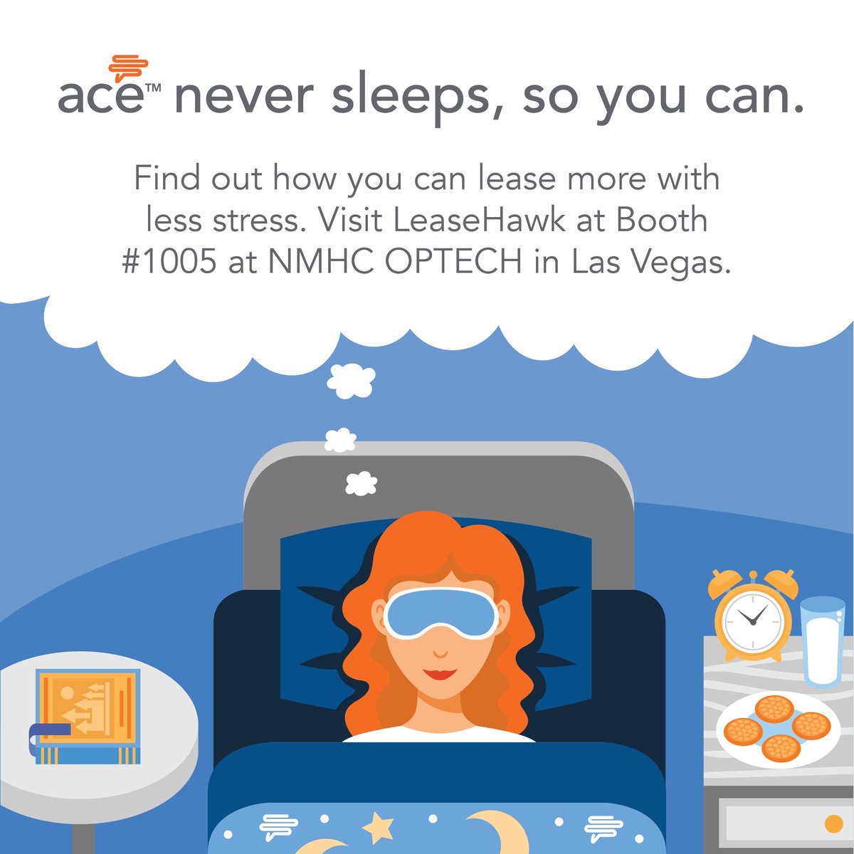 Las Vegas never sleeps—and ACE doesn't, either. Add LeaseHawk (Booth 1005) to your #OPTECH22 agenda to experience ACE™ Virtual Leasing Assistant. Learn more: leasehawk.com/ace?utm_source…