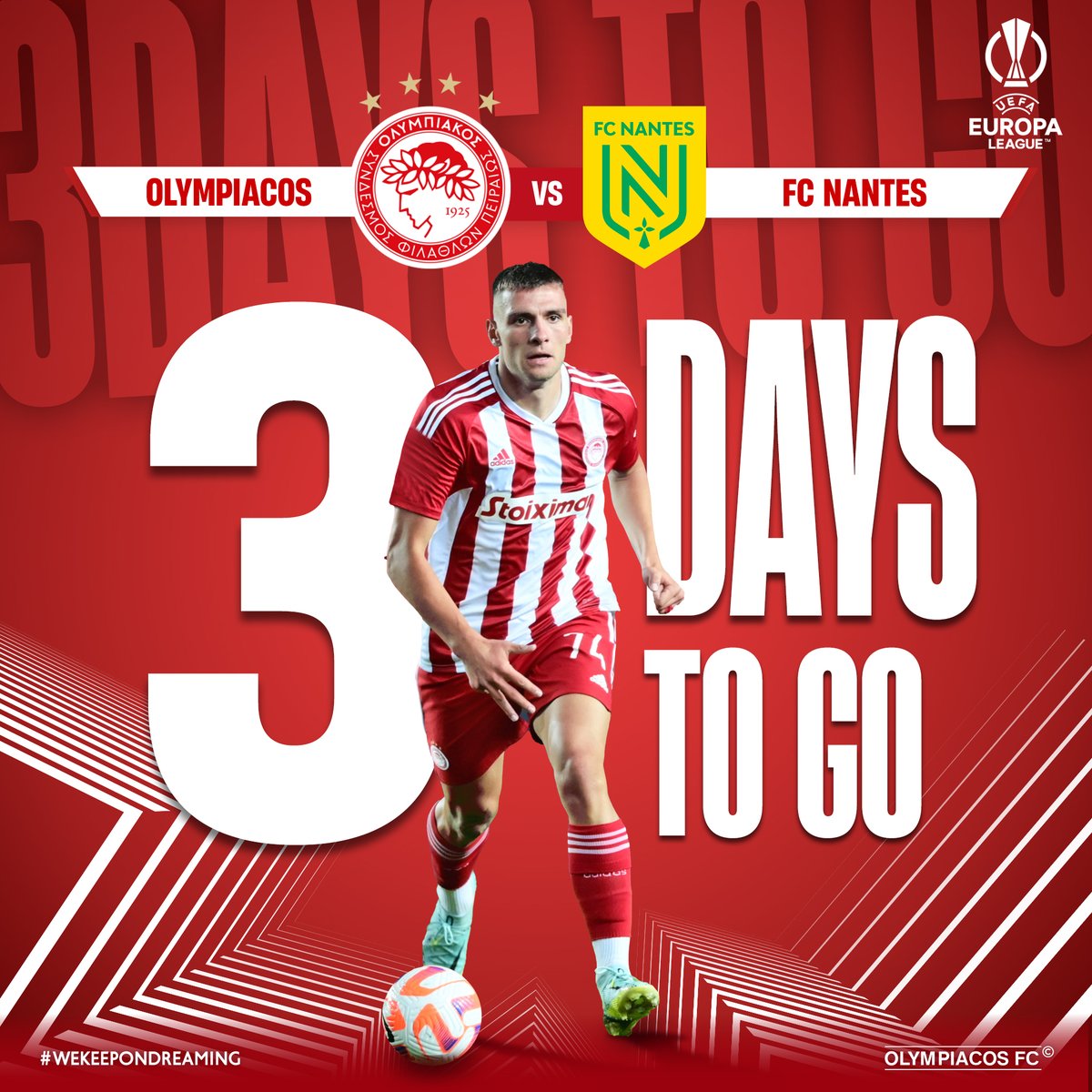 🔴⚪🦁 #Olympiacos #UEL #OLYFCN #Countdown #3days #Ntoi @EuropaLeague @FCNantes