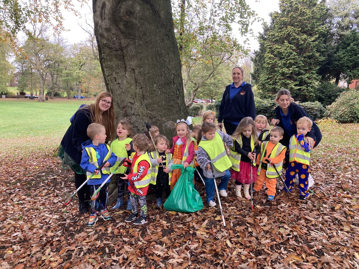 NBC_GreenTeam's tweet photo. This scary bunch don’t let litter give them nightmares. Little monsters from @GigglesWiggles1 had great fun making a difference to their environment in the local park today.  Well done you did a spooktacular job. Time for treats 👻 #HallowClean #LitterHeroes @KeepBritainTidy https://t.co/Z1YBjxrid3