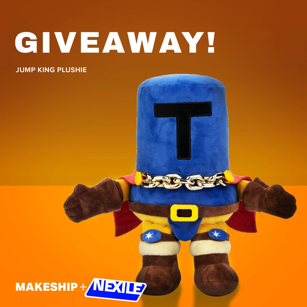Legendary Jump King Plush Giveaway! 😎 
We’re giving you the chance to win a Jump King plushie! 

How to enter?
1. Follow <a href="/Makeship/">Makeship</a>  and <a href="/nexilegames/">Nexile</a> 
2. Retweet this post

Giveaway ends and a winner is revealed Nov 3rd at 6PM (GMT). 
Good luck Kings! 👑