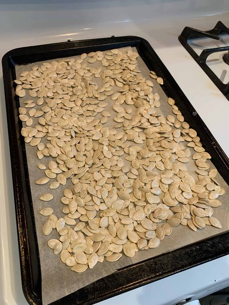 kblair006's tweet photo. Pumpkin seeds ready for the oven #aetsustychallenge https://t.co/xOj95m0id4