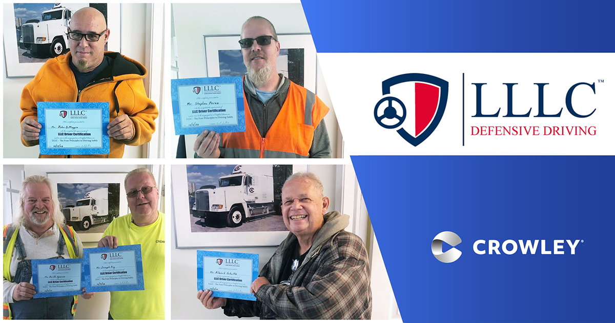 CrowleyMaritime's tweet photo. We sent our truckers in Miami, Jacksonville, and Philadelphia to earn their defensive driving LLLC certifications (look ahead, look around, leave room, communicate). These four principles encompass all safe driving techniques and give our drivers the tools to avoid accidents. https://t.co/lEHwRzc5tj