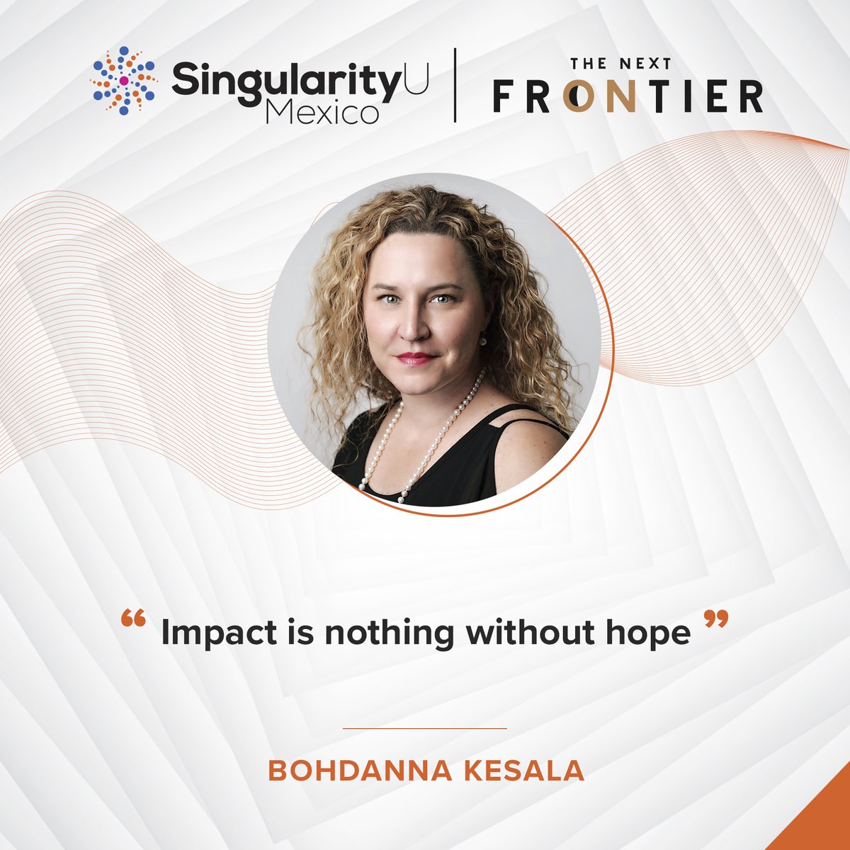 SUMexicoSummit's tweet photo. “Impact is nothing without hope”
Bohdanna Kesala, SingularityU Mexico Summit Jalisco 2018 https://t.co/BGa5THtLO8