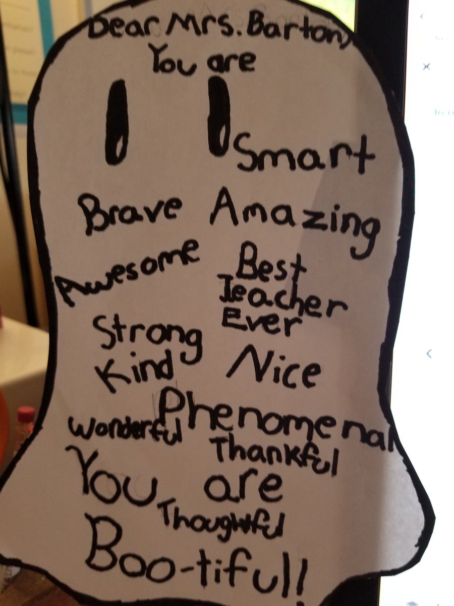 TheBartonBuzz's tweet photo. The sweetness that starts your Monday Happy Halloween morning off just right.  Last week's morning meeting on affirmation statements paid off!  I am because you are ❤❤.  #LiscanoExtra5 #LiscanoProud https://t.co/zxX4rXXSvL