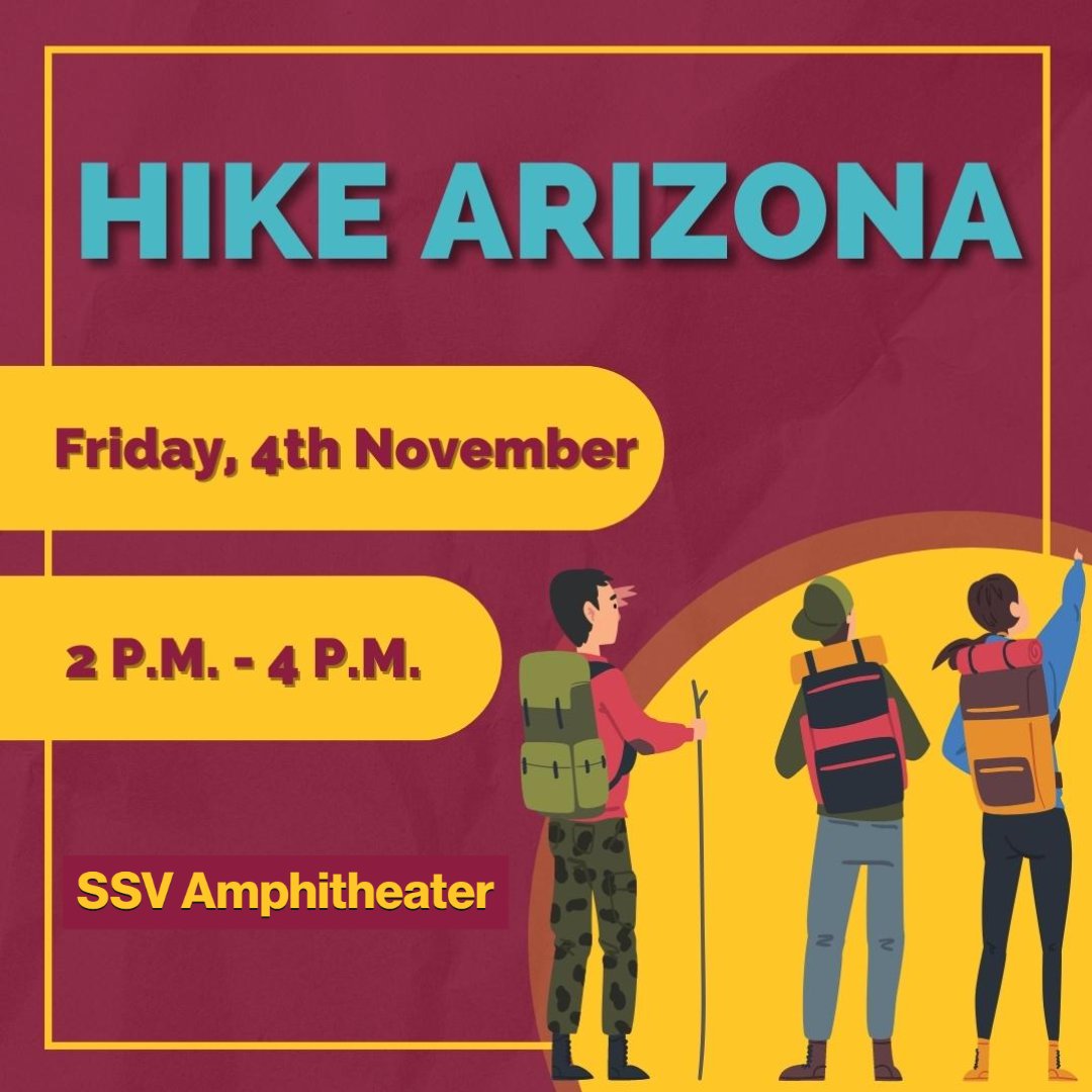 ASU_ISSC's tweet photo. Check out what's happening this week at ISSC! Highlights include a free food tasting at Engrained and a workshop centered around hiking in Arizona.
#ISSCevents #asuISSC #hiking #engrained https://t.co/vHqhmZBPha