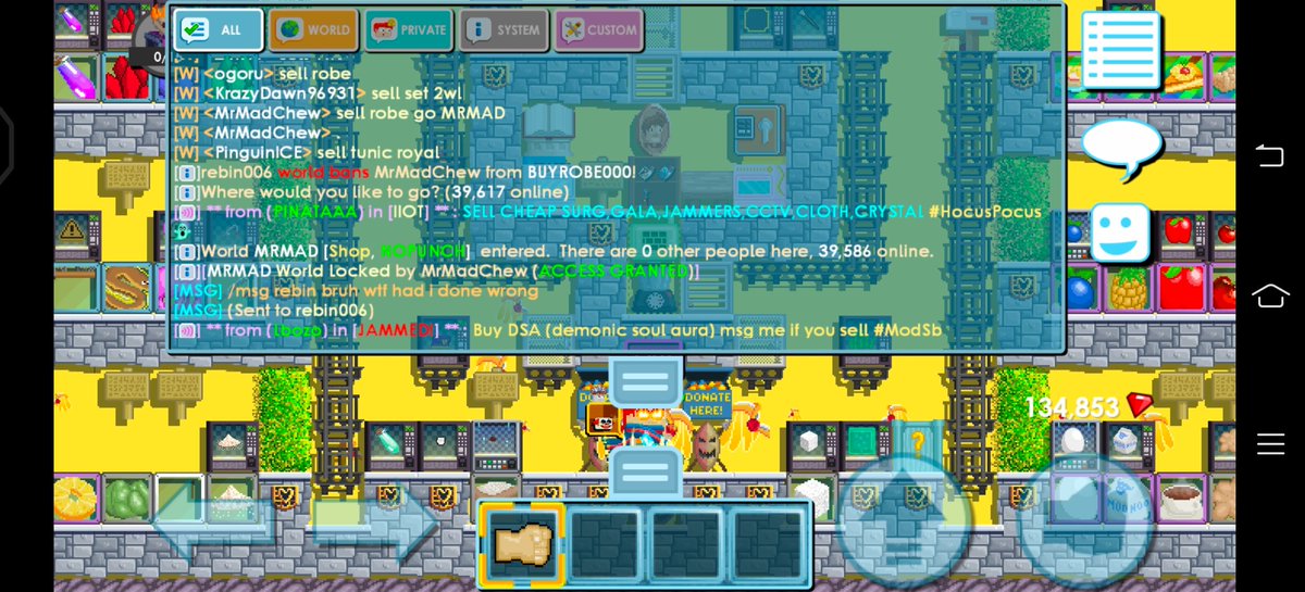 MadChew03's tweet photo. @growtopiagame We shall never go BUYROBE ever again, we can't even sell our robe, I got ban for selling cheap https://t.co/1CvHjtJN94