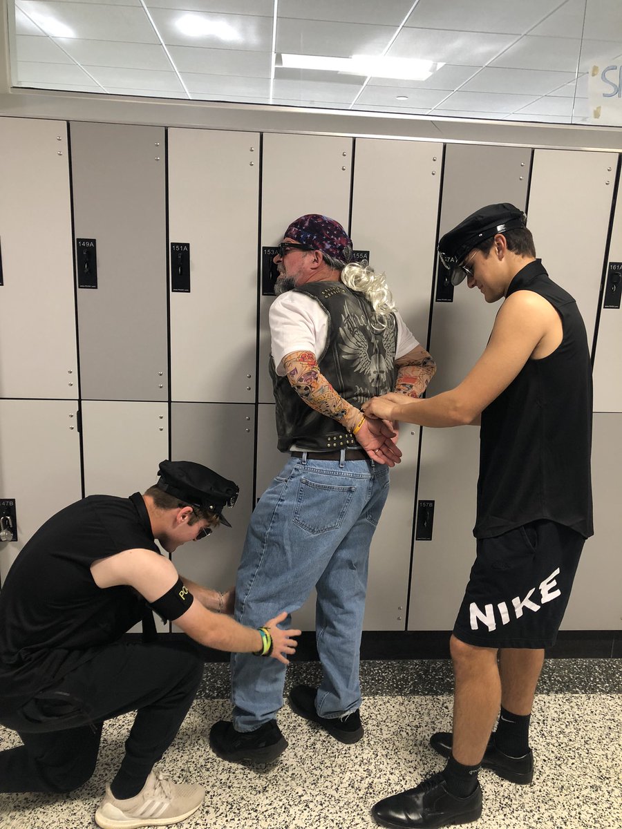 senorsegarra's tweet photo. Bit of a rough day for me today @MapleHill_HS - arrested by officers Luke Hoffman and Frank Thomas. Happy Halloween, mi gente!! https://t.co/hiFuzIK6X6