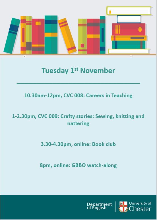 UoCEnglish's tweet photo. Tomorrow's Enhancement Week sessions begin at 10.30am with our in-person Careers in Teaching Event open to all School of Humanities students @HistArchChester @TRSChester @LanguagesUoC with special guests @UoCEducation @PGCE_Pri_UoC #StudyEnglish #EnhancementWeek #Teaching https://t.co/nBn80eFqVZ