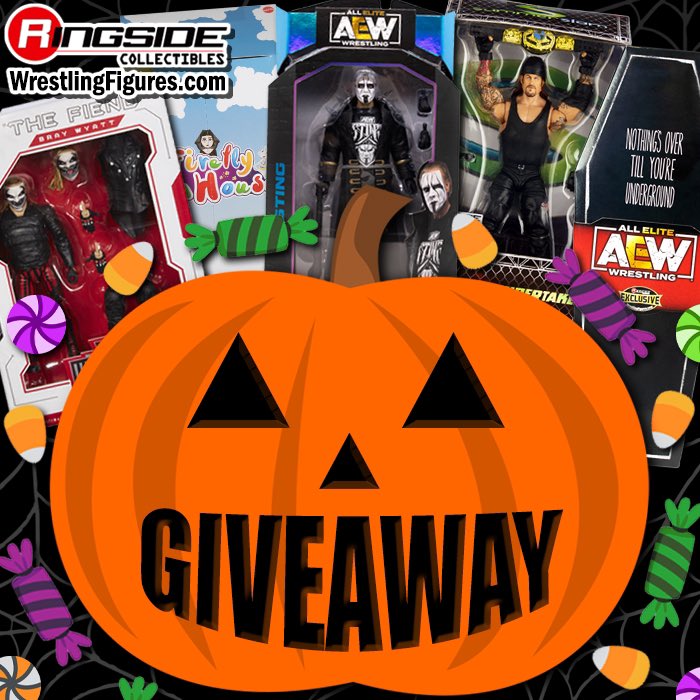 Enter our #Halloween 🎃 Giveaway for your chance to win a 𝕊𝕡𝕠𝕠𝕜𝕪 👻 prize pack:
- WWE Ultimate Edition 12 #TheFiend
- WCW Tag Team Champ #Undertaker Exclusive
- Firefly Funhouse #BrayWyatt #WWE Exclusive
- Coffin Drop #DarbyAllin #AEW Exclusive
- AEW Unmatched 2 #Sting

1/2