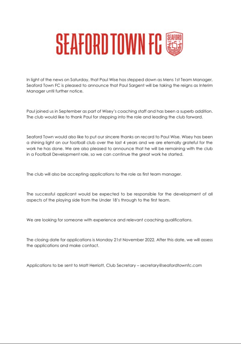 🚨Club Statement🚨

🗣Managers Vacancy 🗣

If you would like to apply or know someone who would, read below⬇️⬇️