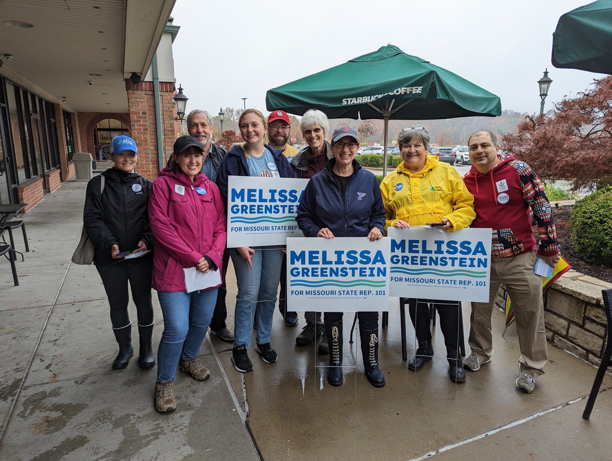 Melissa4MO's tweet photo. The rain couldn’t stop us this weekend! I’d like to thank Colin Lovett &amp; team, the Missouri Sierra Club, UAW Region 4, &amp; UAW Local 2250 for canvassing with me this weekend! I am grateful to have their support in my race! Let’s win this thing!

#GoWithGreenstein #MOLeg #Knocktober https://t.co/MZsR9pRXAg