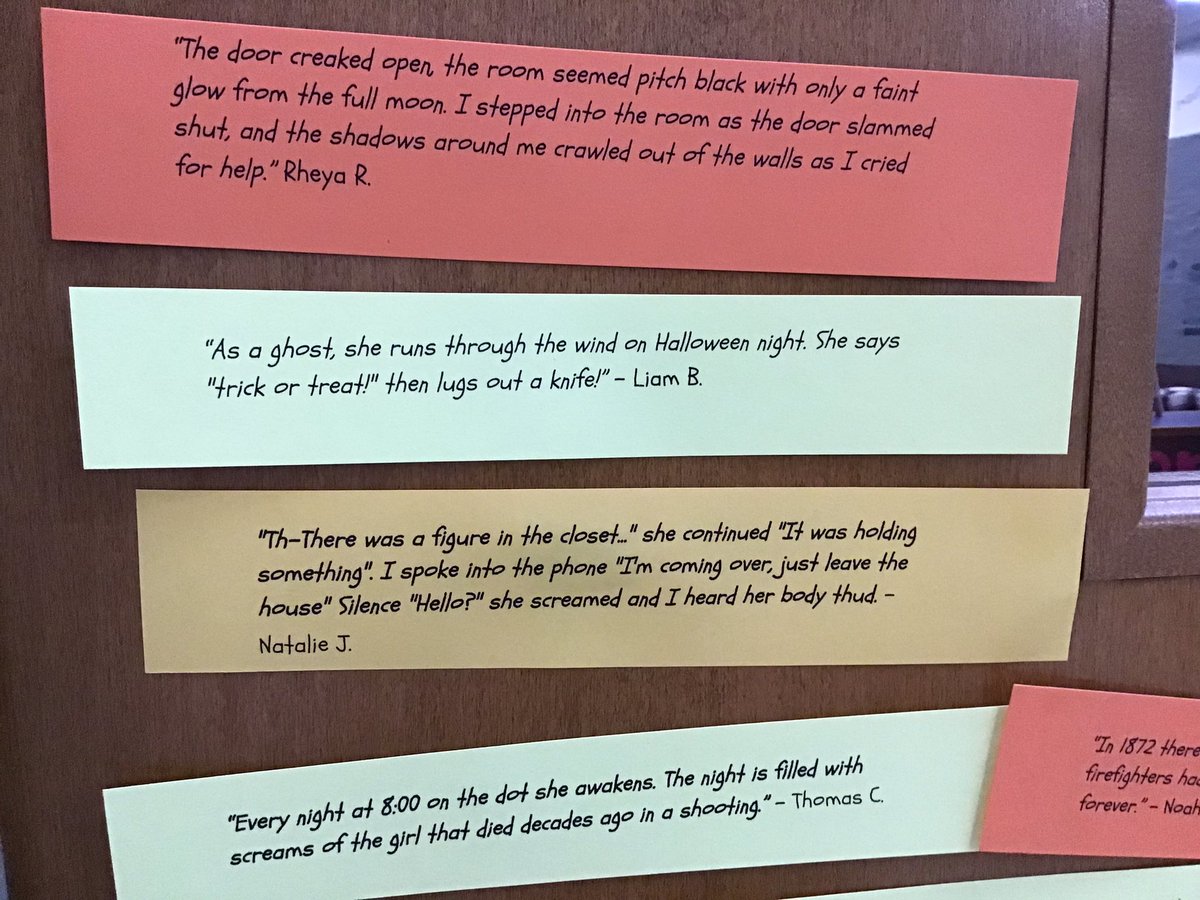 jamie_winchell's tweet photo. .@Brooks97lib created a Spooky Shorts mini writing lesson that some classes did @ #julianworks. First they learned about haunted places around Oak Park and then they did @sljournal’s Two Sentence Haunted Stories lesson. 🎃👻💀#oakpark97 #libraries97 https://t.co/CqHMga3DAq