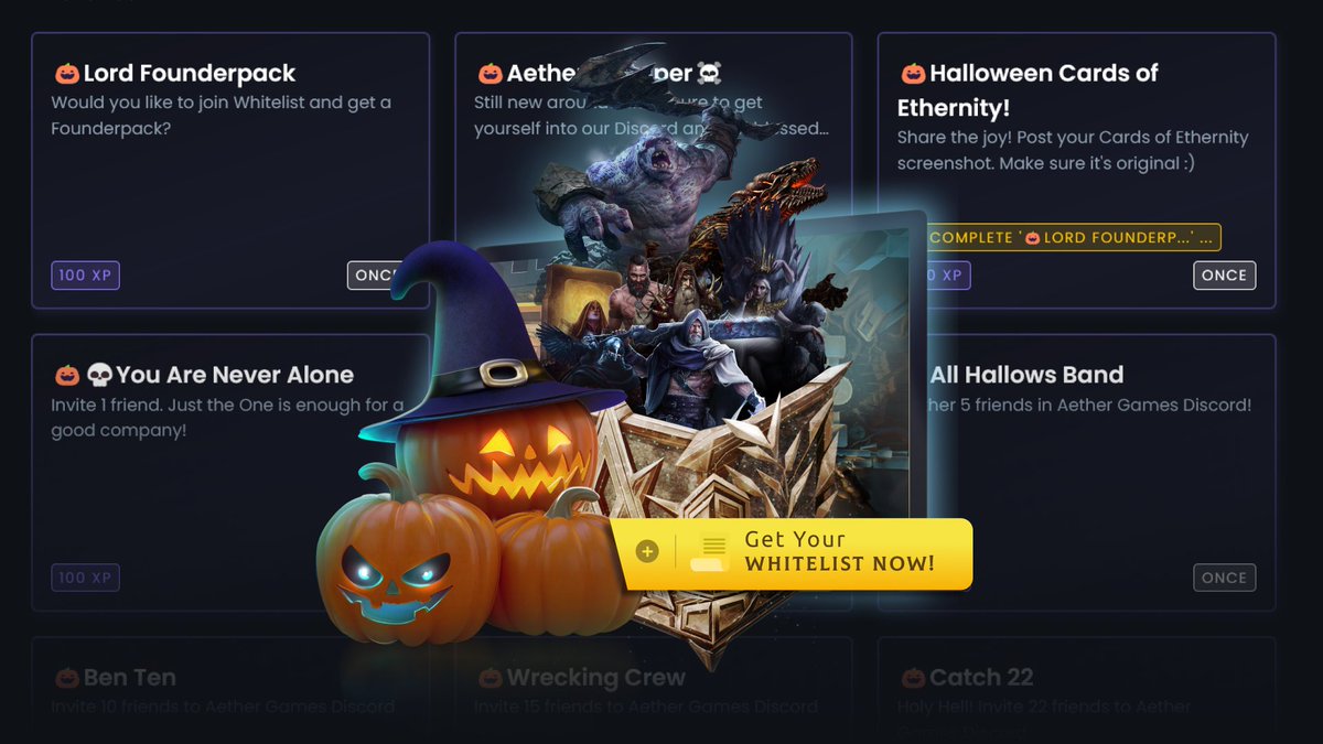 🎃 Halloween Aether Games Quests on Crew3!❤️‍🔥

🔽
aethergamesinc.crew3.xyz

#AetherGames #CardsOfEthernity