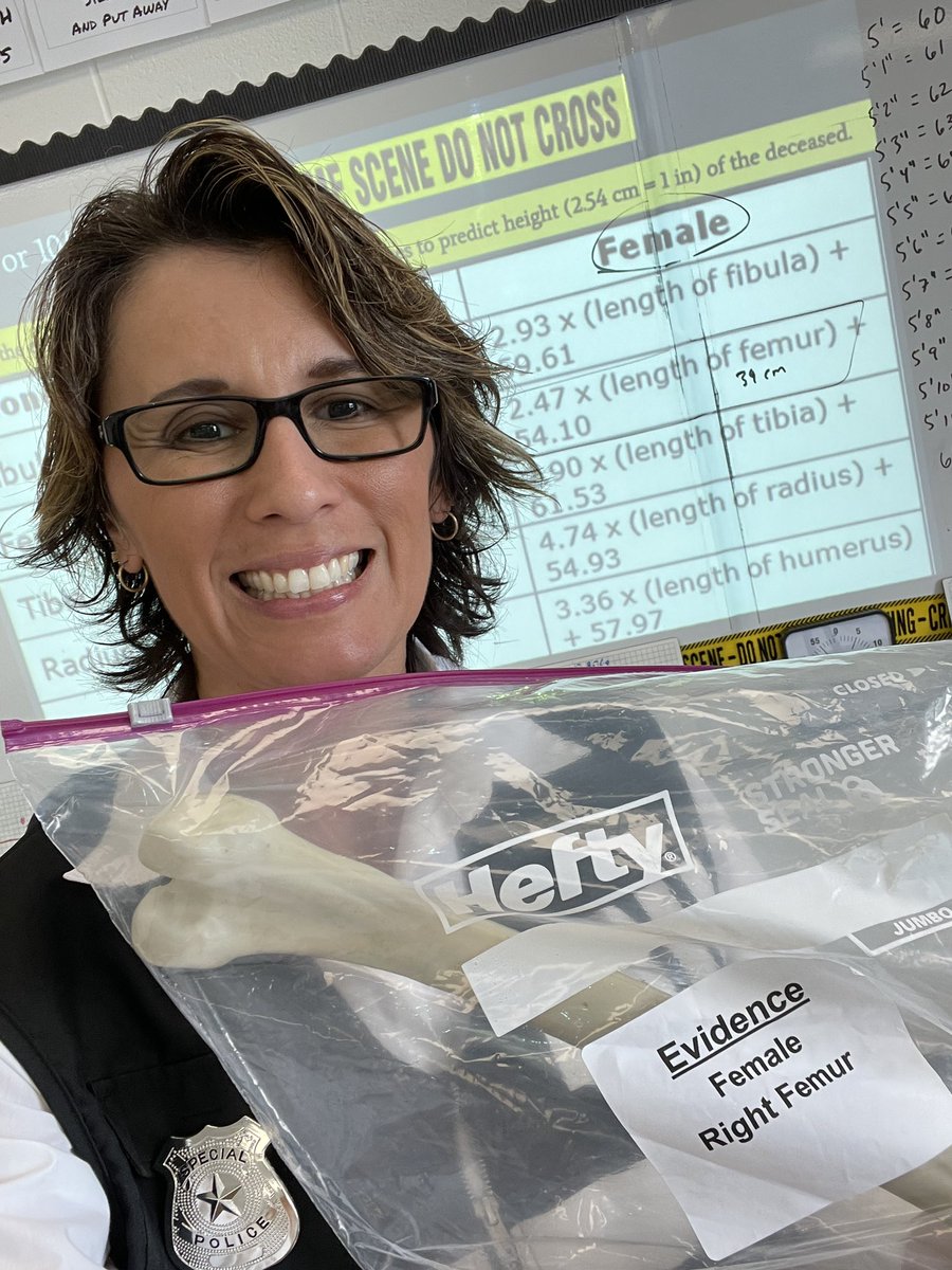 Algebra I students in 904 were CSI Investigators. There is a linear relationship between a long bone and a person’s height. An example for “when are we going to use this?!”#WeAreAtlee